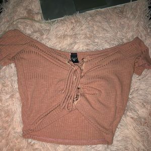 Off the shoulder lace up top